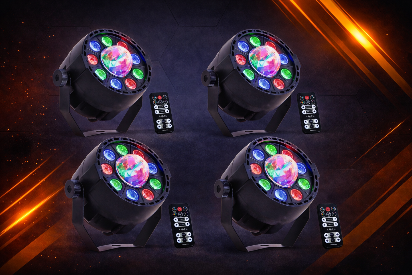 4er 2in1 Partyset LED Par mit Discokugeleffekt